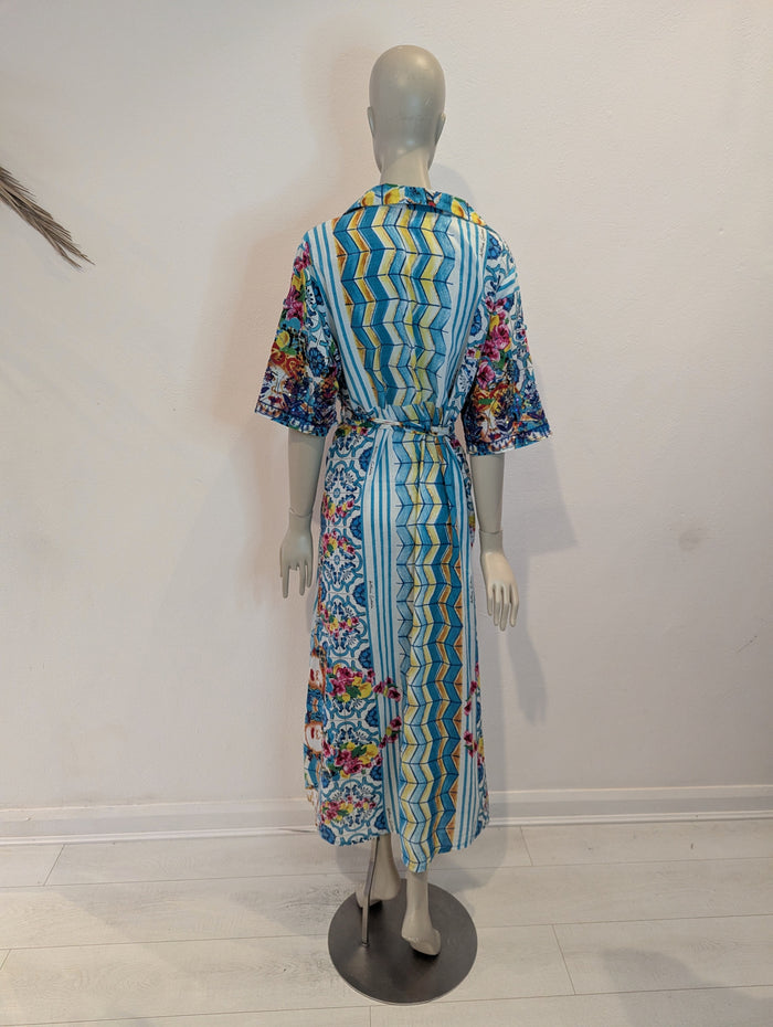 Antica Sartoria Blue Multi print Dress L