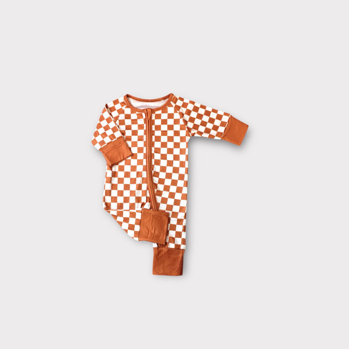 Boys Bamboo Checkered Sleeper – Soft Zip-Up Baby Pajamas in Bamboo Viscose image 1