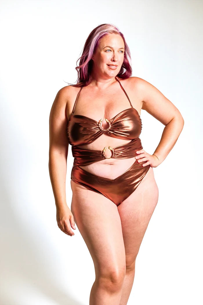 Bronze Medusa Cut-Out Swimsuit - Recycled Fabric