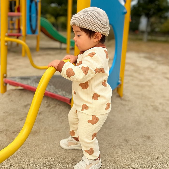 Classic Brown Bear Pajama Set – Cozy Baby Boy Two-Piece Outfit image 1