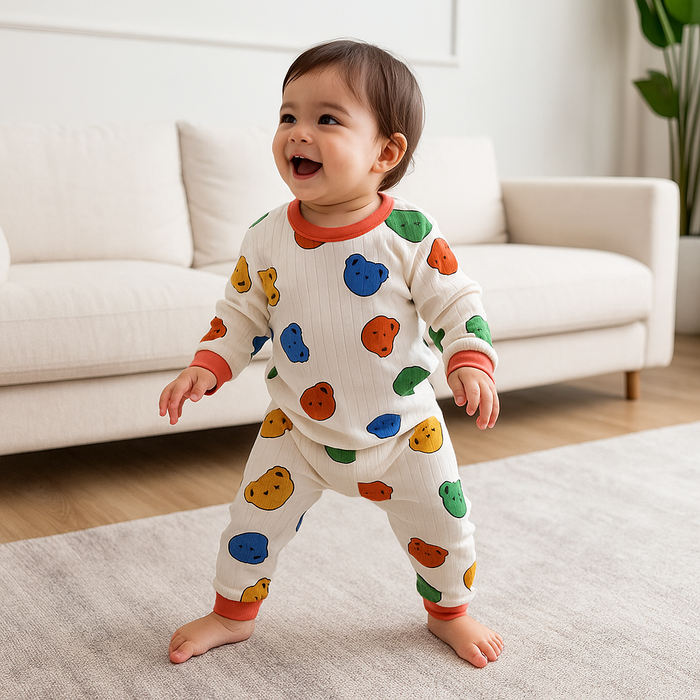 Colorful Bear Hugs Pajama Set – Cozy Baby Boy Two-Piece Outfit image 1