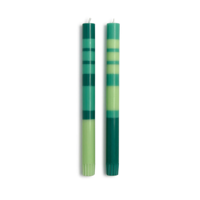 Green Stripe 10" Taper Candles (Set of 2)