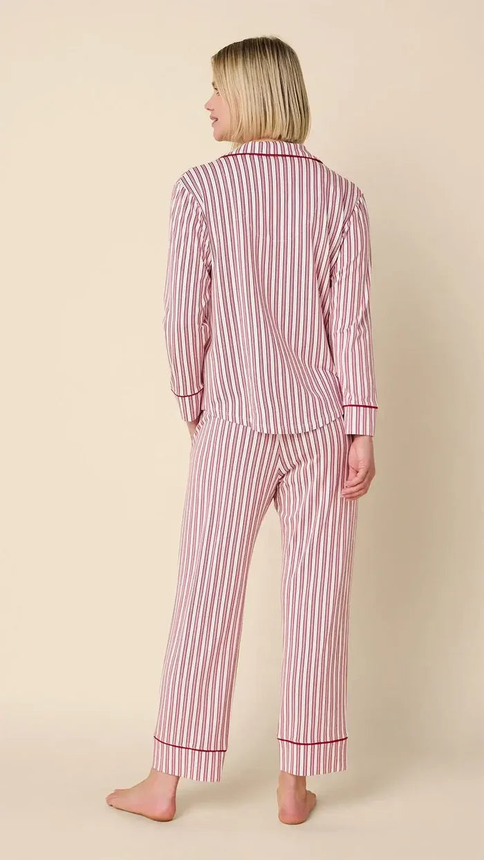 The Cat's Pajamas Holiday Stripe Pima Knit Long-Sleeved Pajama Set
