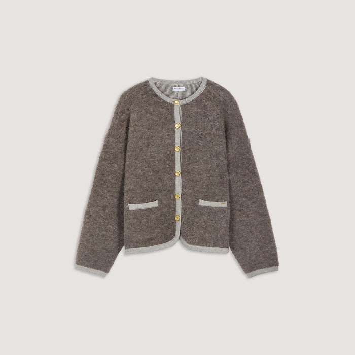 Knitted Wool Blend Jacket - Truffle