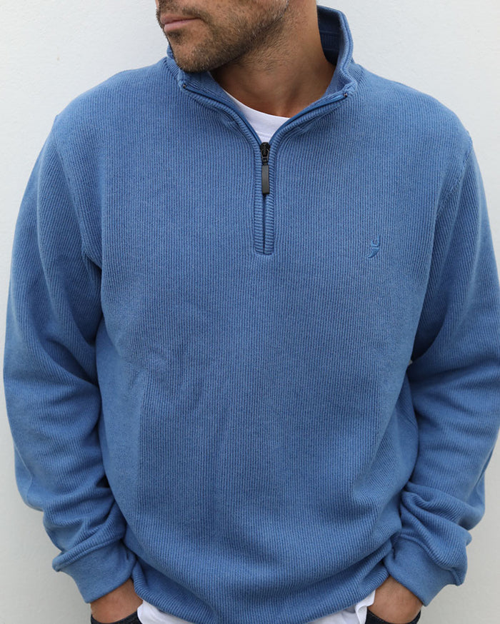 Merino Blend J Fin 1/4 Zip | Denim