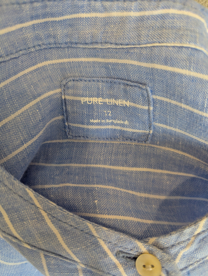 M&S Linen blue stripe shirt 12