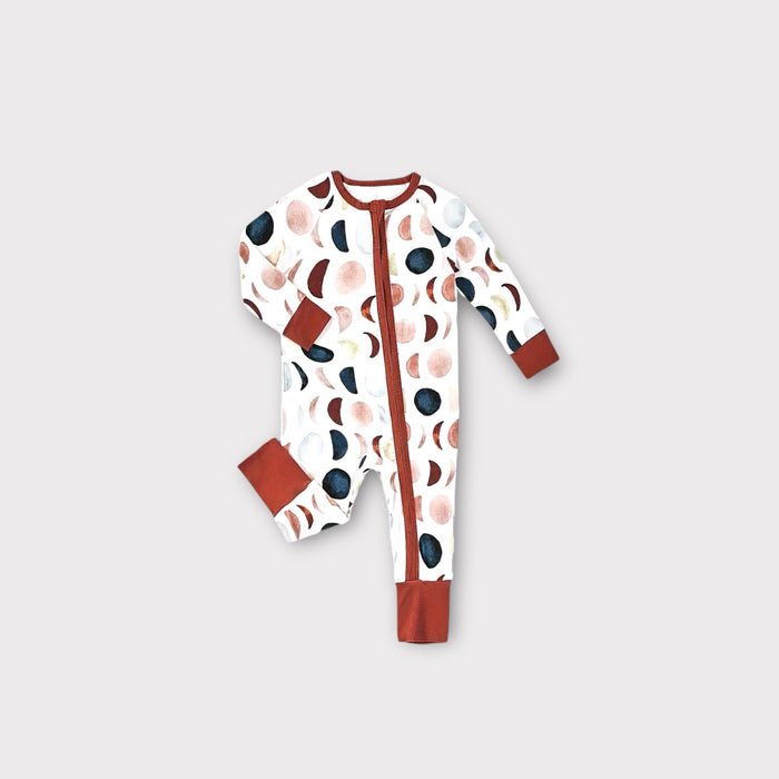 Organic Bamboo Zip Pajamas – Colorful Moon Print Sleepwear for Kids image 1