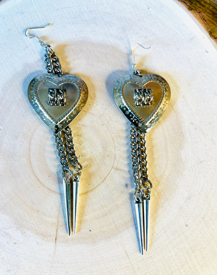Outlaw Chain Concho Dangle Earrings