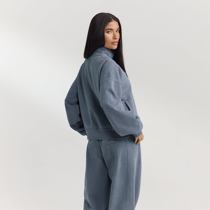 Quarter-Zip Jumper - Washed Blue