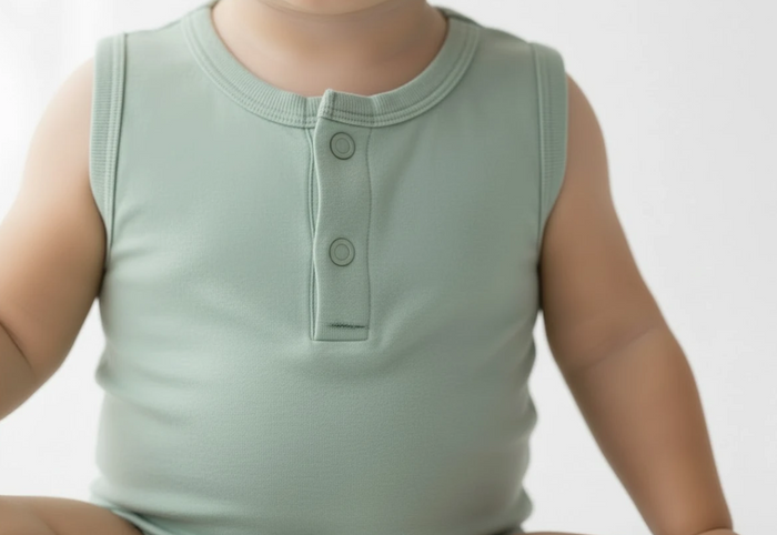 Solid Green Sleeveless Bamboo Viscose Bodysuit image 2