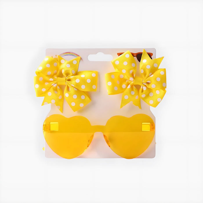 Sunglasses with Clip-On Bows (Yellow) – UV Protection for Baby Girls image 0