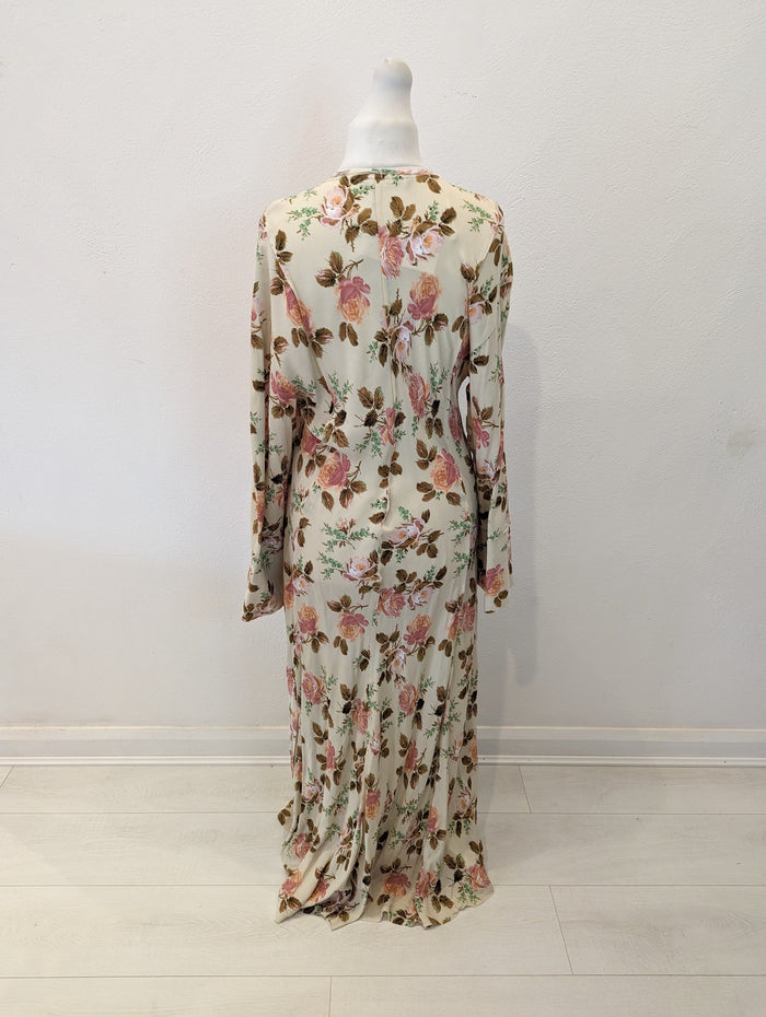 Zara Cream Floral Maxi Dress L RRP £59.99