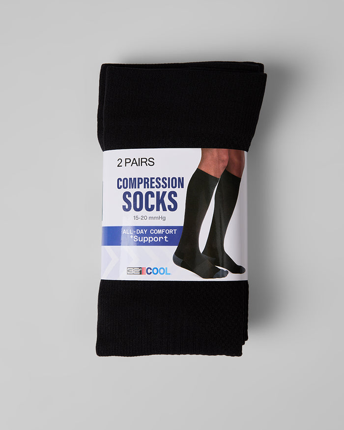 32 Degrees Black  _ 2 Pack Compression Socks