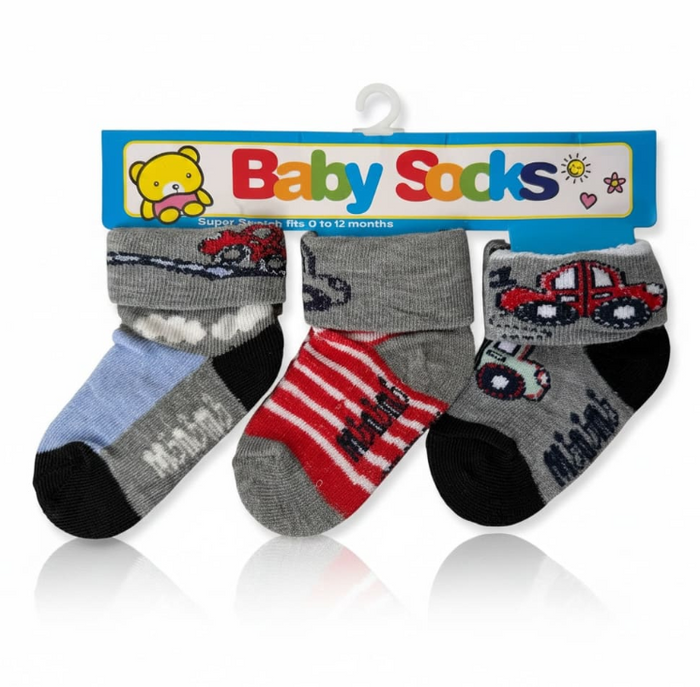 Car print baby socks pack