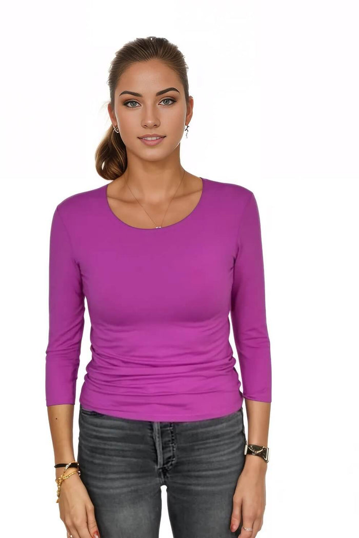 Only Hearts 3/4 Sleeve Crewneck Shirt in Wild Rose