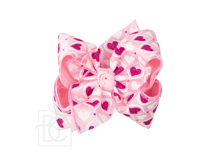 4.5" Layered Mini Heart Print Hair Bow