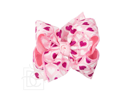 4.5" Layered Mini Heart Print Hair Bow