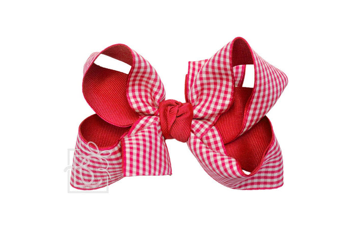 4.5" Red Layered Gingham Grosgrain Hair Bow