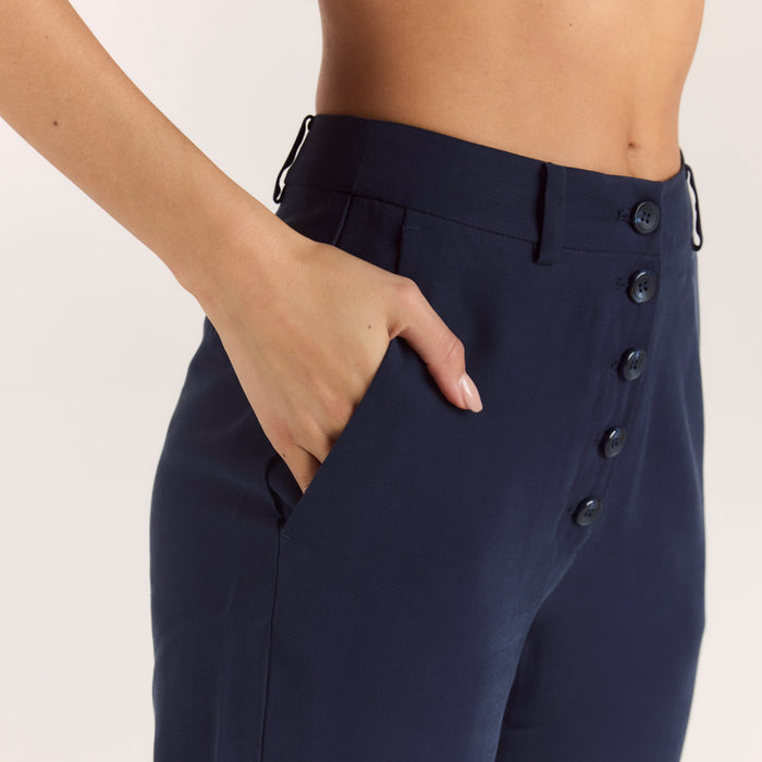 90s Straight-Leg Trousers - Navy