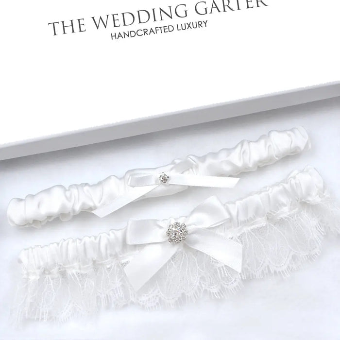 white wedding garters