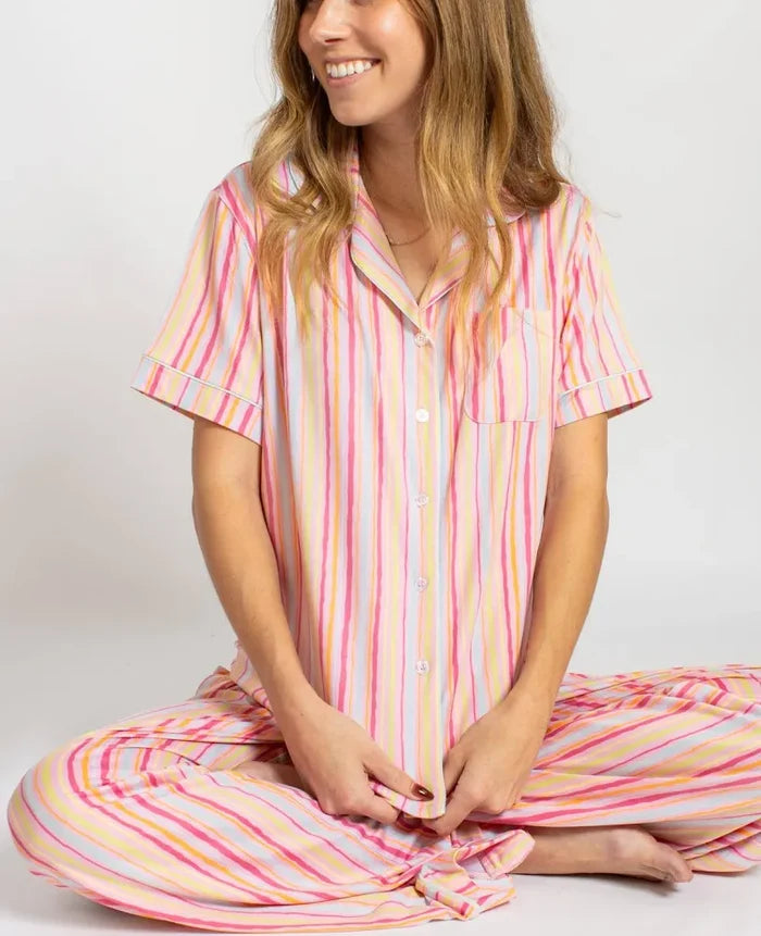 Addie Stripe Short Sleeve Button Up Pajama Top