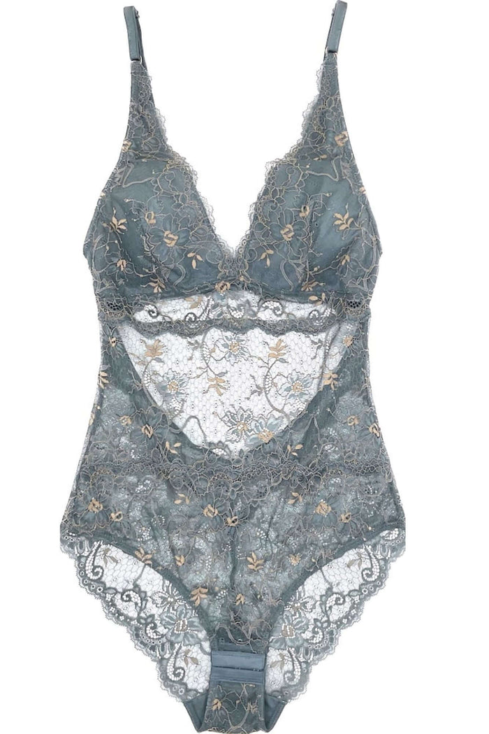 All Lace Amour Bodysuit in Harbor Mist/Sand