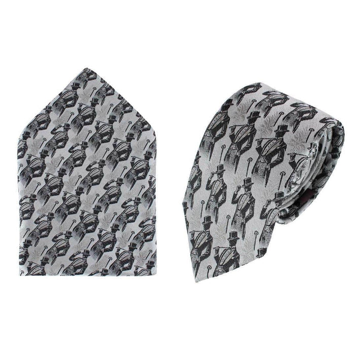 Ambrose Dapper Night Silk Novelty Necktie and Pocket Square Set