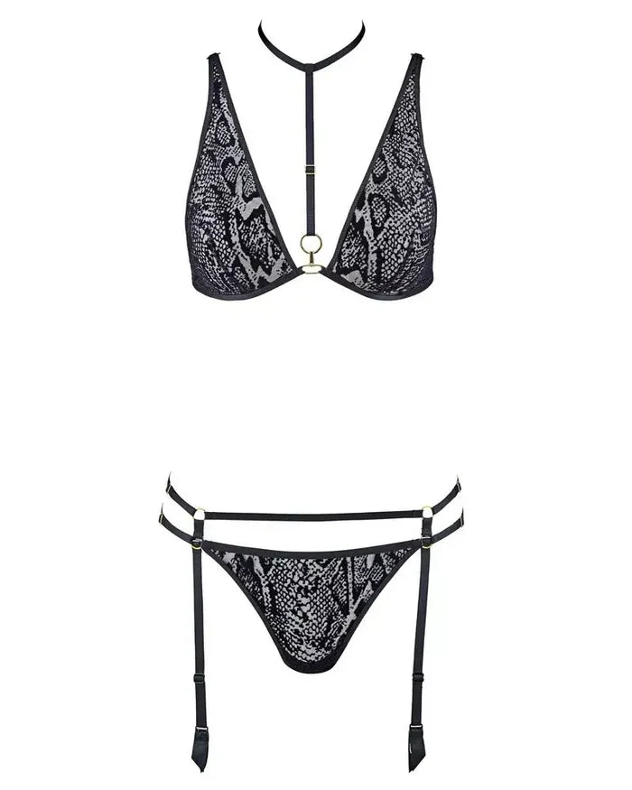 Aubade Animal Soul Lingerie Set in Black Python