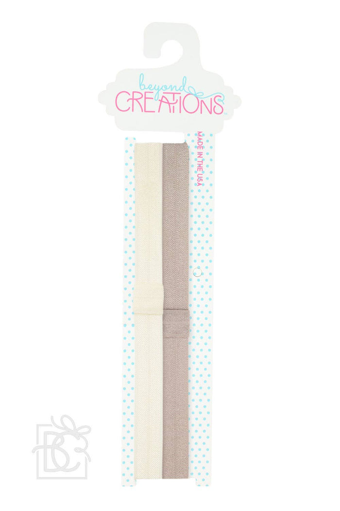 Antique White & Oatmeal Skinny Elastic Headband Pack