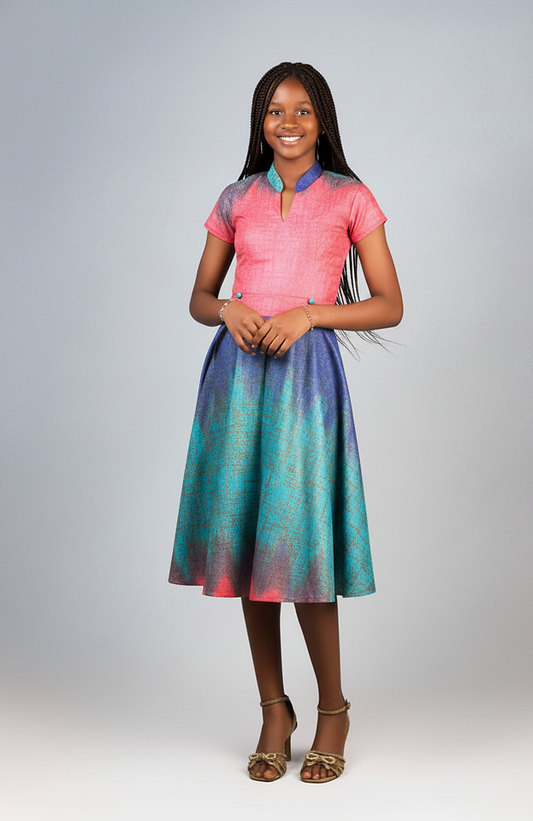 Asa Teen Girl African Print Dress (Flare dress)