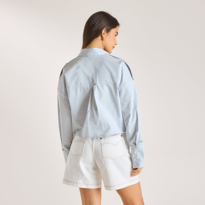Asymmetric Shirt - Blue Stripe