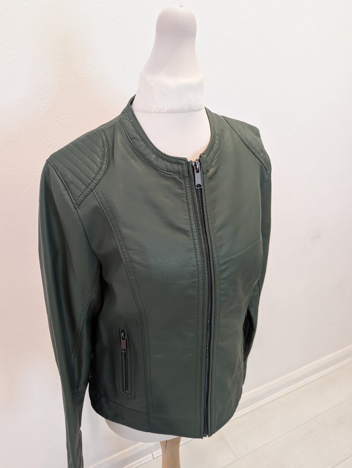 B Young Green Pleather Jacket 8 RRP £59.99