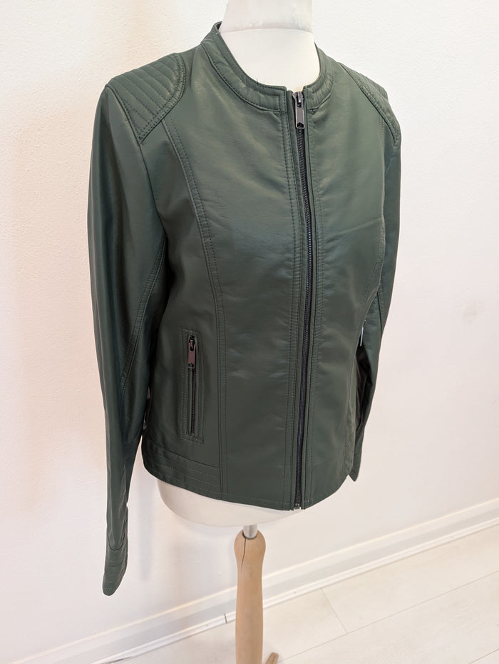 B Young Green Pleather Jacket 8 RRP £59.99