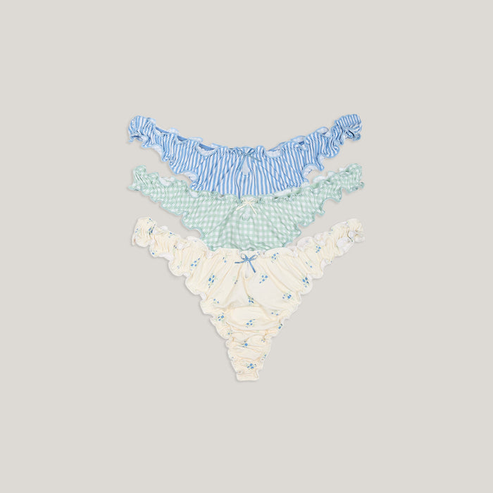 Bamboo Scrunchie Thongs (3-Pack) - Multicolour