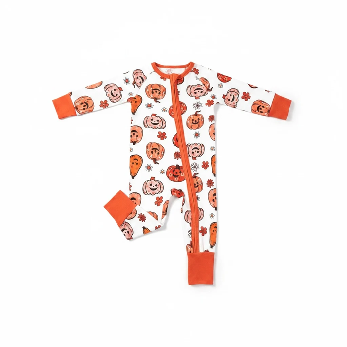 Bamboo Viscose Flowers & Jack o’ Lantern Zipper Pajamas