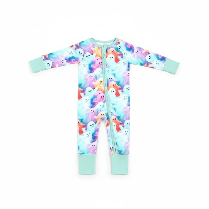 Bamboo Viscose Spooky Colorful Ghost Zipper Pajamas