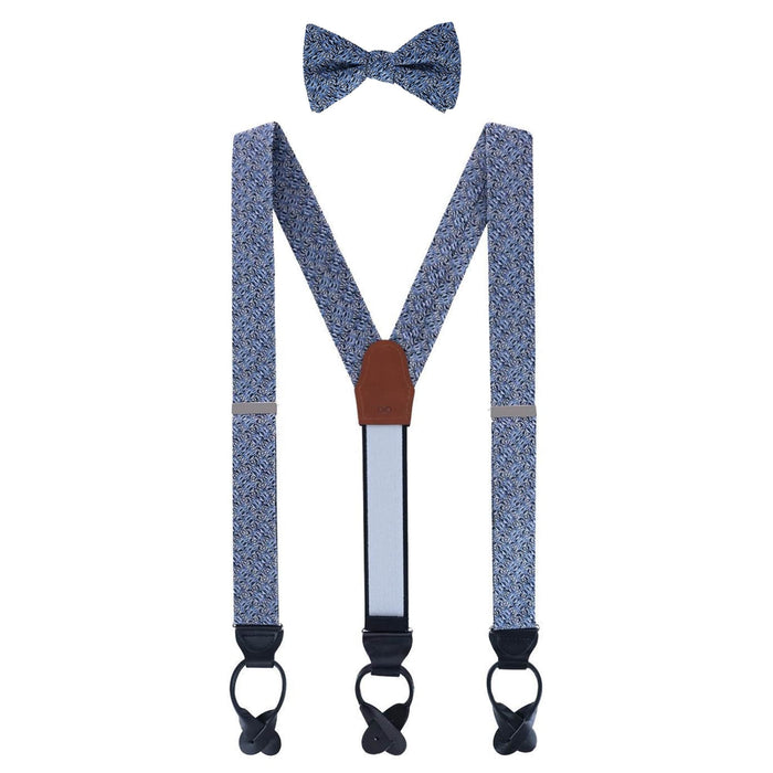 Benito's Blue Basketweave Silk Braces and Bow Tie Bundle