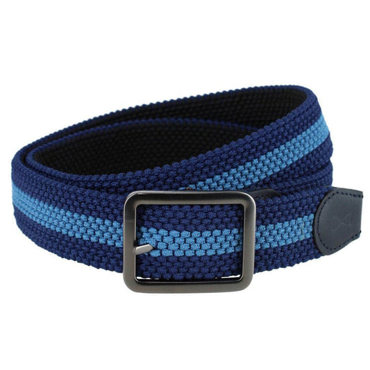 Big & Tall Arturo Black & Blue Striped Reversible Braided Belt