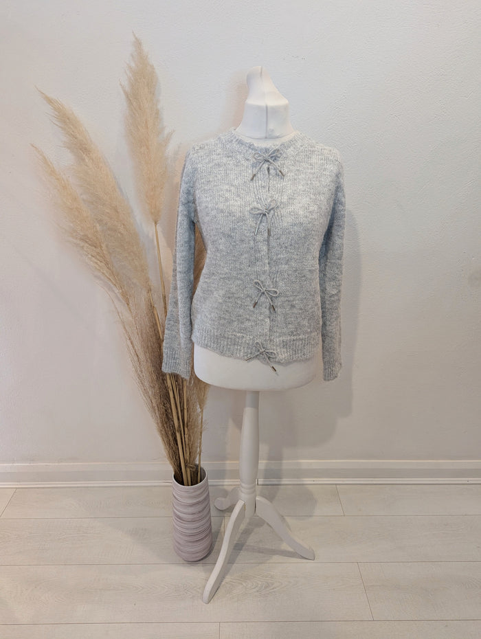 Bisou's Project Grey Diamante Bow Cardigan S/M