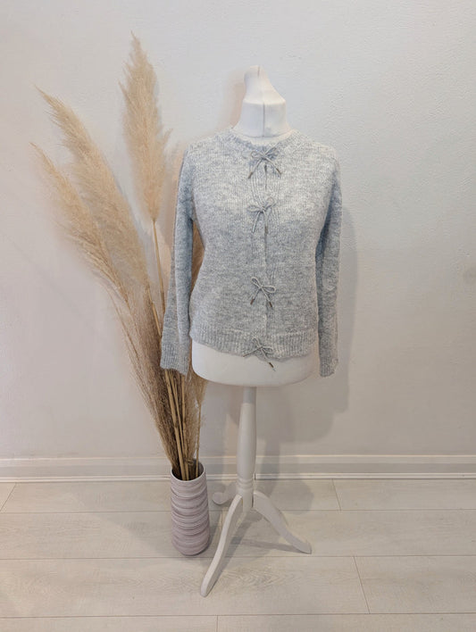 Bisou's Project Grey Diamante Bow Cardigan S/M