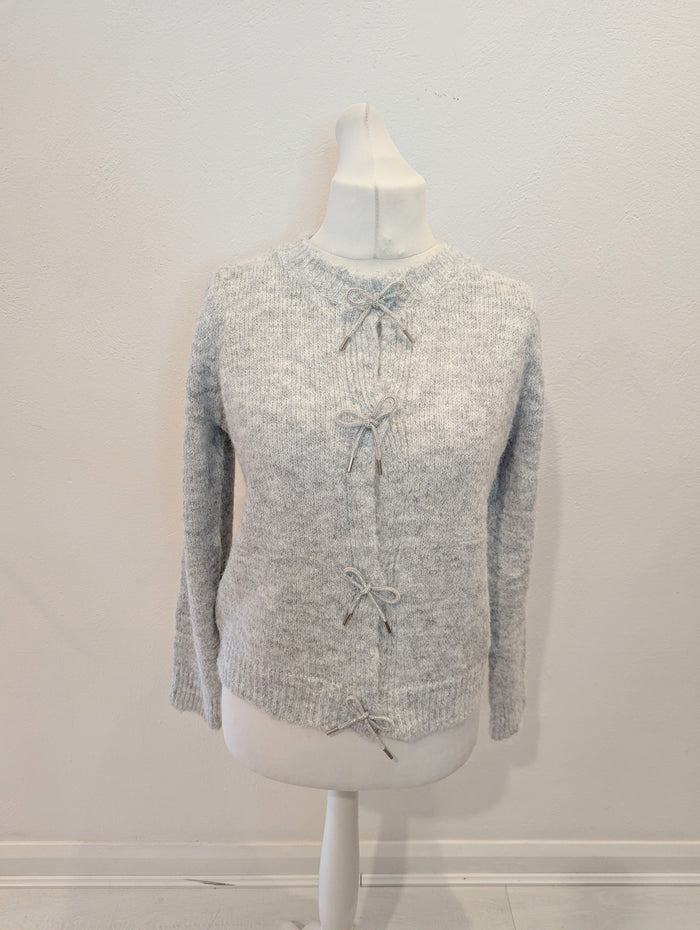 Bisou's Project Grey Diamante Bow Cardigan S/M