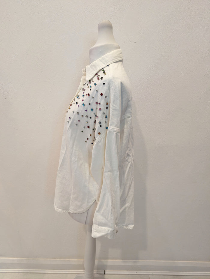Bisou's Project White Gem Shirt S/M