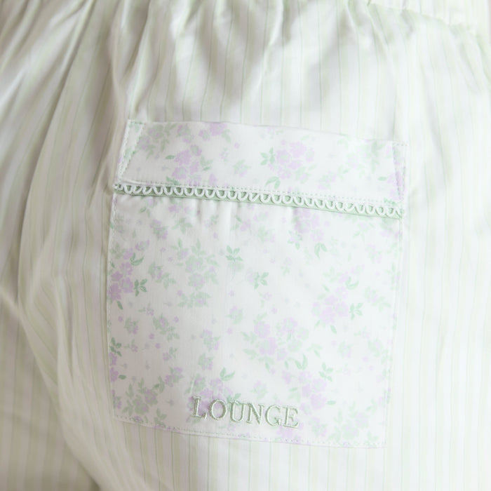 Bloom & Stripe Pyjama Shorts - Sage