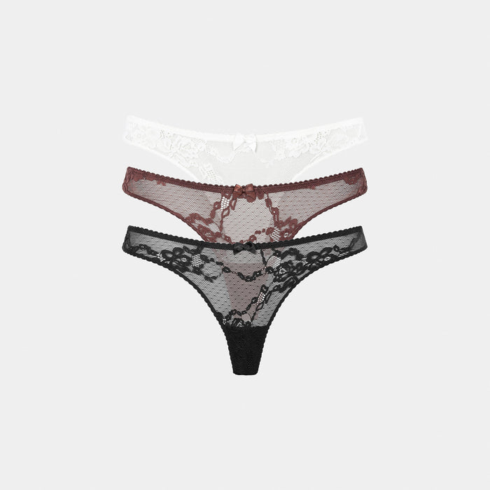 Blossom Lace Thongs (3-Pack) - Multi