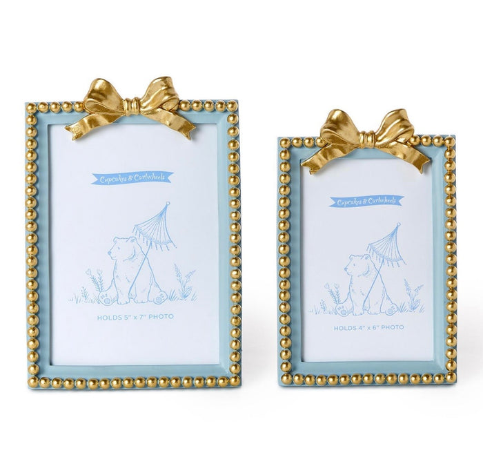 Blue Bow Beaded Photo Frame