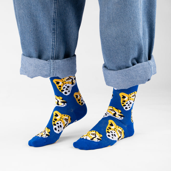 Blue Cheetah Bamboo Socks
