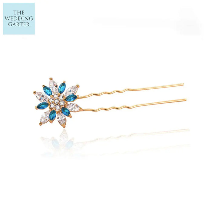 blue wedding hair pin