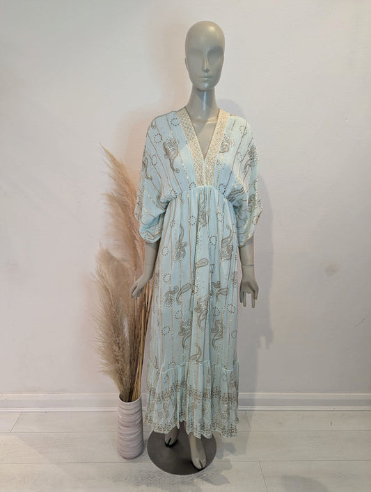 Blue & Gold Sun Dress One Size