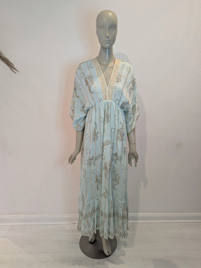 Blue & Gold Sun Dress One Size