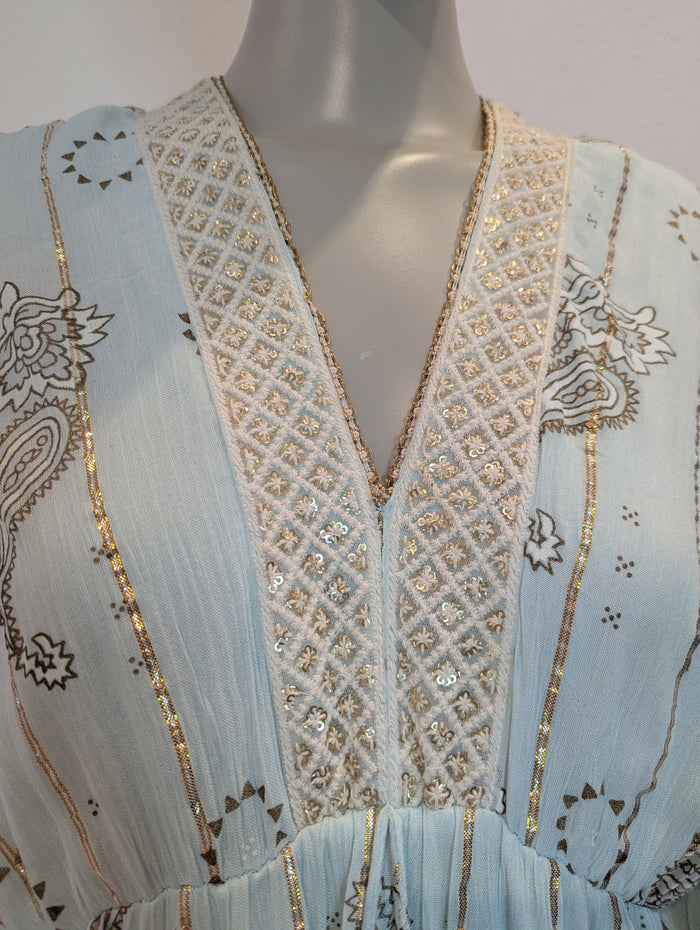 Blue & Gold Sun Dress One Size